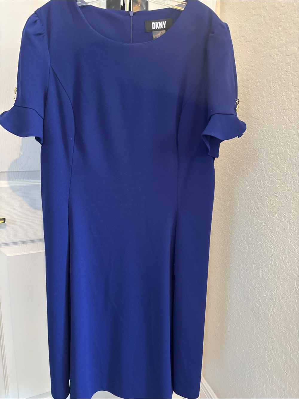 DKNY Cobalt Blue Short Sleeve Skater Dress